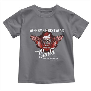 Motorcycle Biker Santa Toddler T Shirt Merry Christmas Skull Xmas TS10 Charcoal Print Your Wear