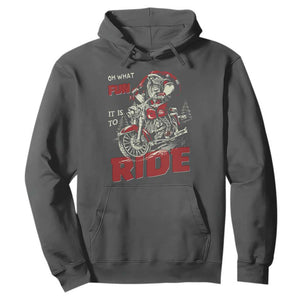 Funny Biker Christmas Hoodie Oh What Fun It Is To Ride Santa Riding On A Motorcycle TS10 Dark Heather Print Your Wear