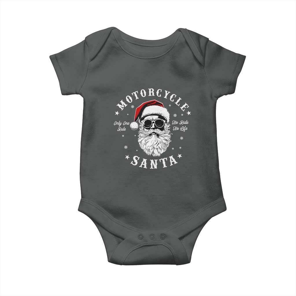 Funny Christmas Motorcycle Santa Baby Onesie No Ride No Life Motorbike Rider Grandpa TS10 Dark Heather Print Your Wear
