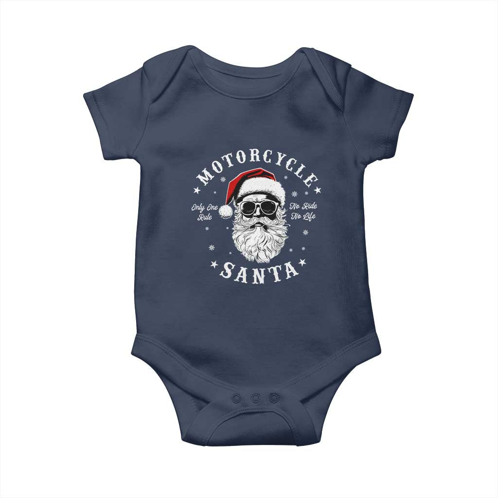 Funny Christmas Motorcycle Santa Baby Onesie No Ride No Life Motorbike Rider Grandpa TS10 Navy Print Your Wear