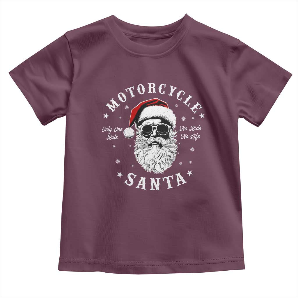 Funny Christmas Motorcycle Santa Baby Shirt No Ride No Life Motorbike Rider Grandpa TS10 Maroon Print Your Wear