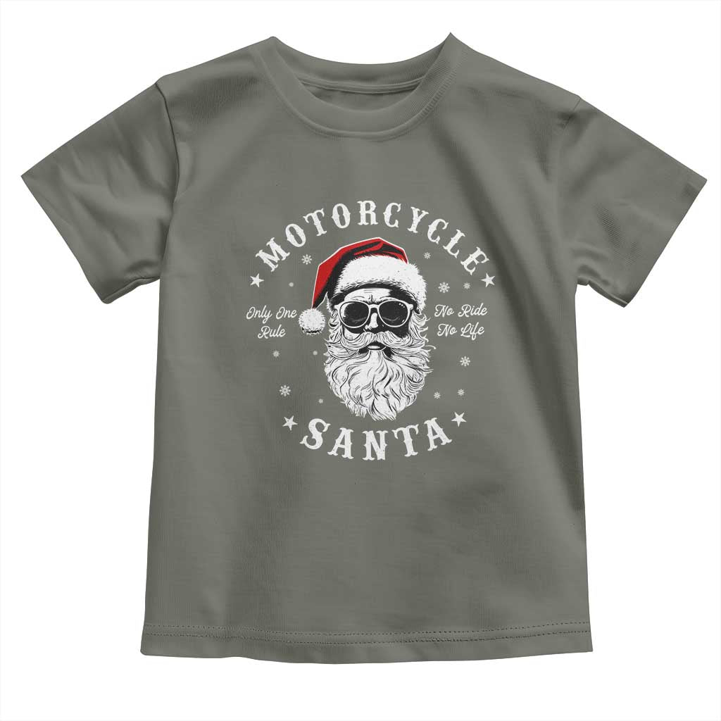 Funny Christmas Motorcycle Santa Baby Shirt No Ride No Life Motorbike Rider Grandpa TS10 Military Green Print Your Wear