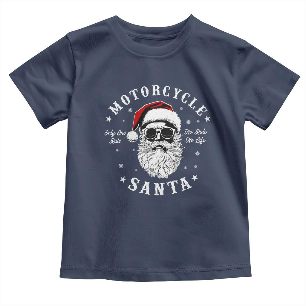 Funny Christmas Motorcycle Santa Baby Shirt No Ride No Life Motorbike Rider Grandpa TS10 Navy Print Your Wear