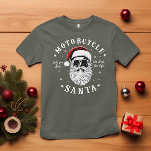 Funny Christmas Motorcycle Santa T Shirt No Ride No Life Motorbike Rider Grandpa TS10 Military Green Print Your Wear