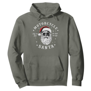 Funny Christmas Motorcycle Santa Hoodie No Ride No Life Motorbike Rider Grandpa TS10 Military Green Print Your Wear