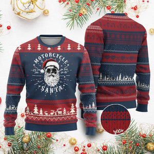 Funny Christmas Motorcycle Santa Ugly Christmas Sweater No Ride No Life Motorbike Rider Grandpa TS10 Burgundy Print Your Wear