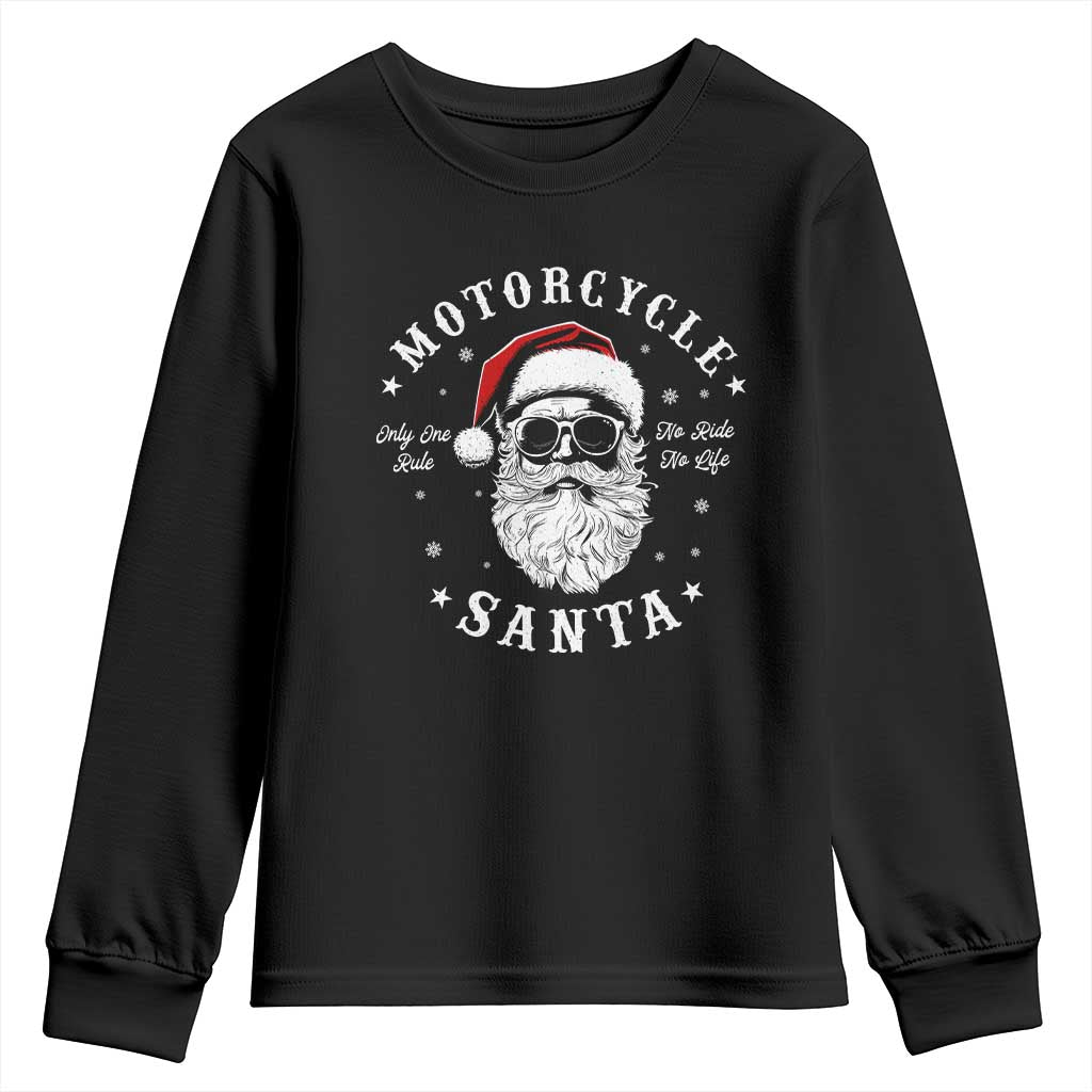 Funny Christmas Motorcycle Santa Youth Sweatshirt No Ride No Life Motorbike Rider Grandpa TS10 Black Print Your Wear