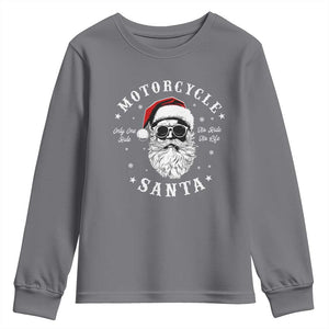 Funny Christmas Motorcycle Santa Youth Sweatshirt No Ride No Life Motorbike Rider Grandpa TS10 Charcoal Print Your Wear