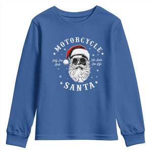 Funny Christmas Motorcycle Santa Youth Sweatshirt No Ride No Life Motorbike Rider Grandpa TS10 Royal Blue Print Your Wear