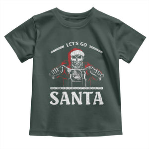 Funny Christmas Motorcycle Santa Baby Shirt Let's Go Santa Skull Motorbike Rider TS10 Dark Forest Green Print Your Wear
