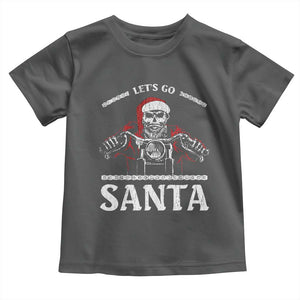 Funny Christmas Motorcycle Santa Baby Shirt Let's Go Santa Skull Motorbike Rider TS10 Dark Heather Print Your Wear