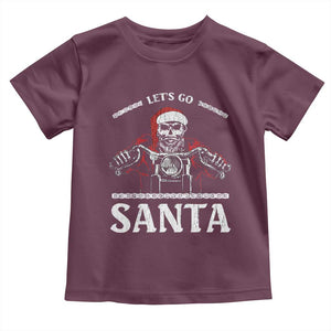 Funny Christmas Motorcycle Santa Baby Shirt Let's Go Santa Skull Motorbike Rider TS10 Maroon Print Your Wear