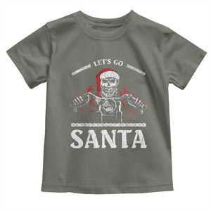 Funny Christmas Motorcycle Santa Baby Shirt Let's Go Santa Skull Motorbike Rider TS10 Military Green Print Your Wear