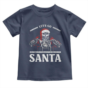 Funny Christmas Motorcycle Santa Baby Shirt Let's Go Santa Skull Motorbike Rider TS10 Navy Print Your Wear