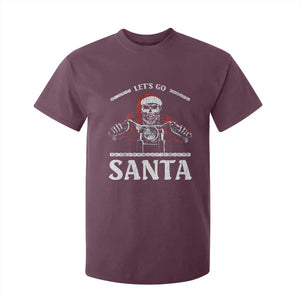 Funny Christmas Motorcycle Santa T Shirt For Kid Let's Go Santa Skull Motorbike Rider TS10 Maroon Print Your Wear