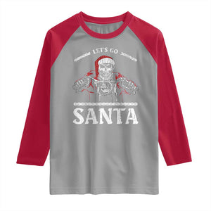 Funny Christmas Motorcycle Santa Raglan Shirt Let's Go Santa Skull Motorbike Rider TS10 Sport Gray Red Print Your Wear