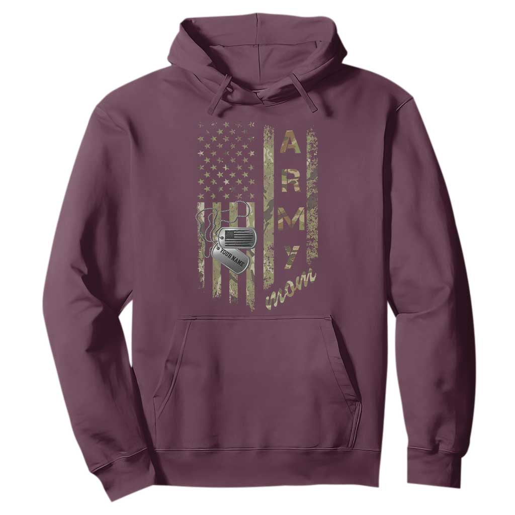 Personalized Vintage U.S. Army Mom Hoodie Custom Name Tag Proud Military Family Member Soldier Graduation TS10 Maroon Print Your Wear