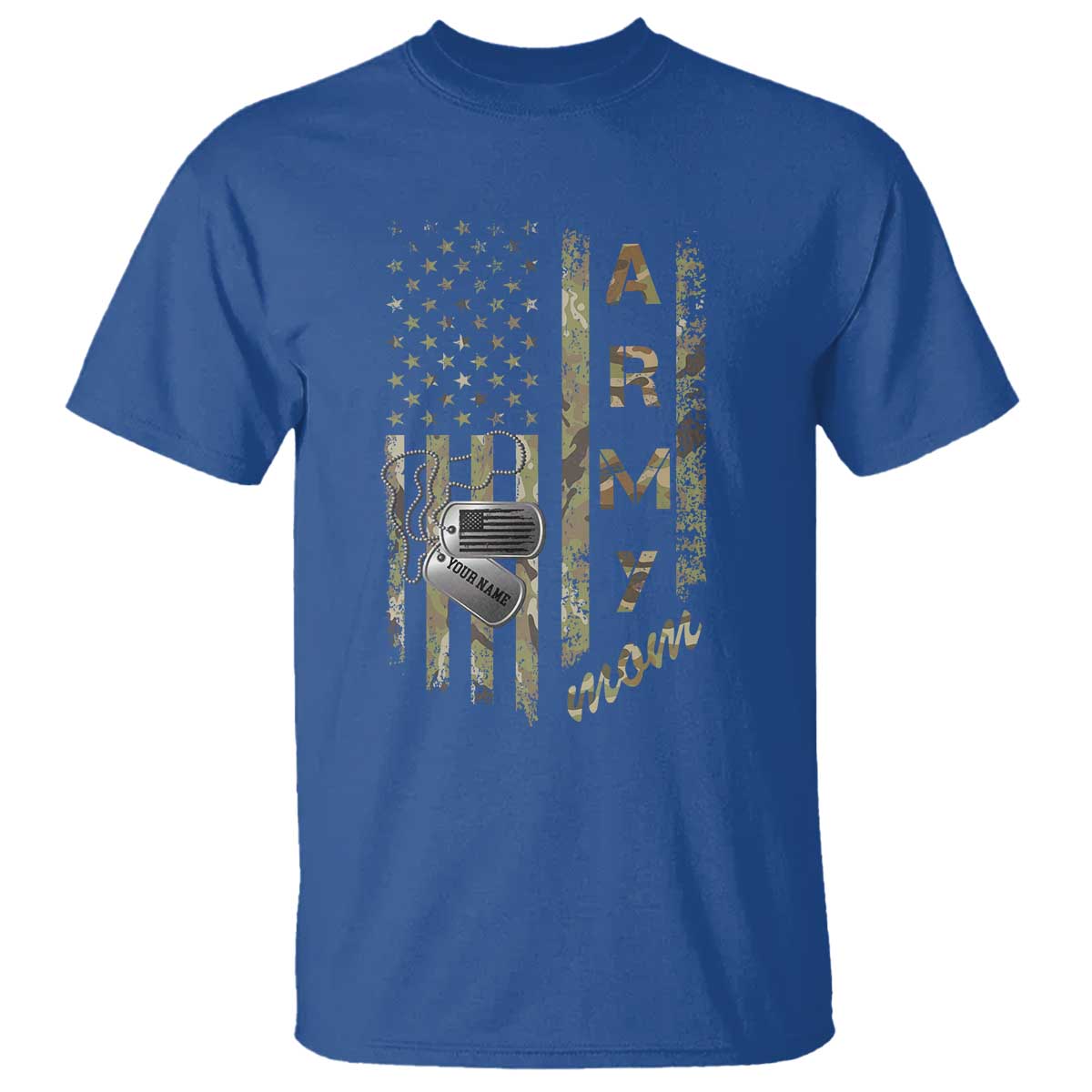 Personalized Vintage U.S. Army Mom T Shirt Custom Name Tag Proud Military Family Member Soldier Graduation TS10 Royal Blue Print Your Wear
