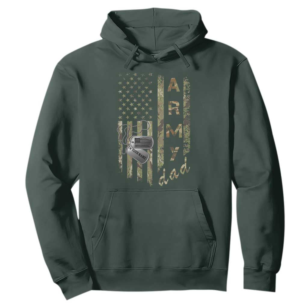 Personalized Vintage U.S. Army Dad Hoodie Custom Name Tag Proud Military Family Member Soldier Graduation TS10 Dark Forest Green Print Your Wear