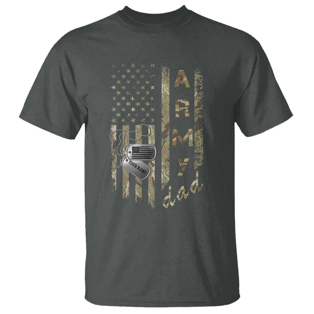 Personalized Vintage U.S. Army Dad T Shirt Custom Name Tag Proud Military Family Member Soldier Graduation TS10 Dark Heather Print Your Wear