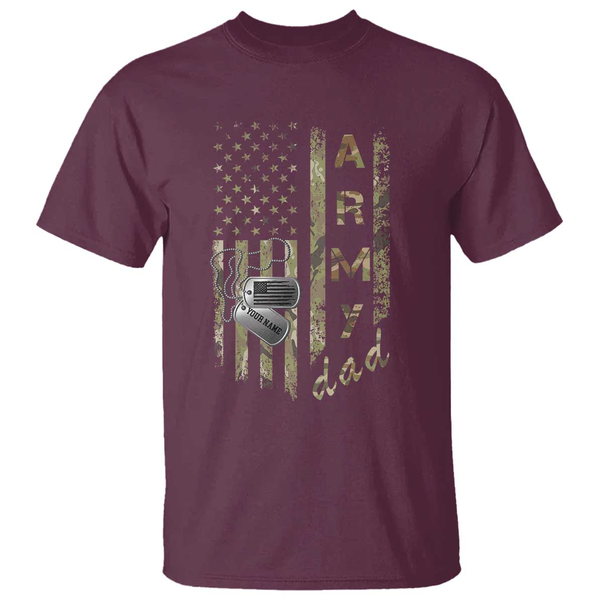 Personalized Vintage U.S. Army Dad T Shirt Custom Name Tag Proud Military Family Member Soldier Graduation TS10 Maroon Print Your Wear