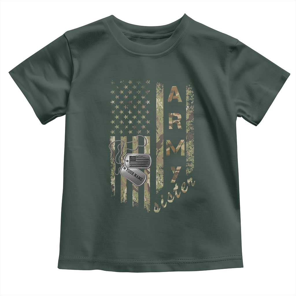Personalized Vintage U.S. Army Sister Baby Shirt Custom Name Tag Proud Military Family Member Soldier Graduation TS10 Dark Forest Green Print Your Wear