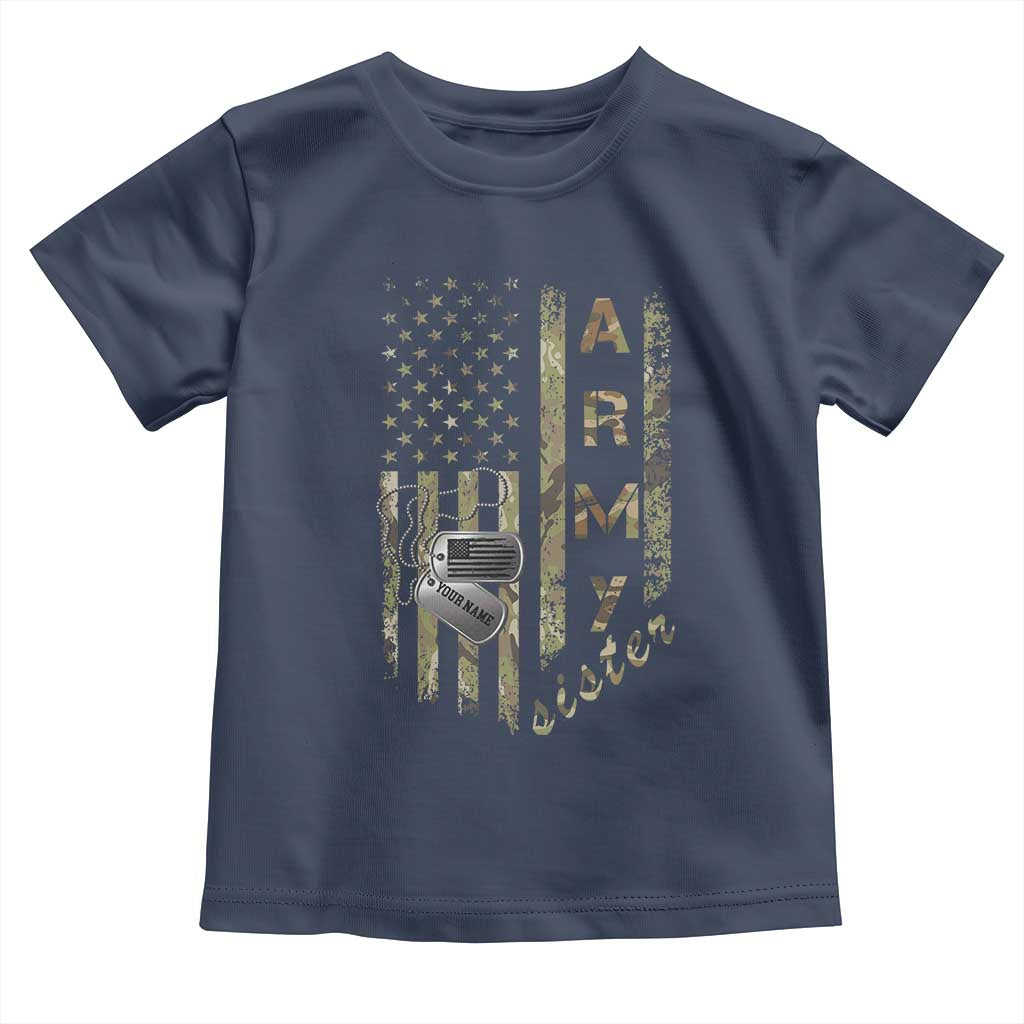 Personalized Vintage U.S. Army Sister Baby Shirt Custom Name Tag Proud Military Family Member Soldier Graduation TS10 Navy Print Your Wear