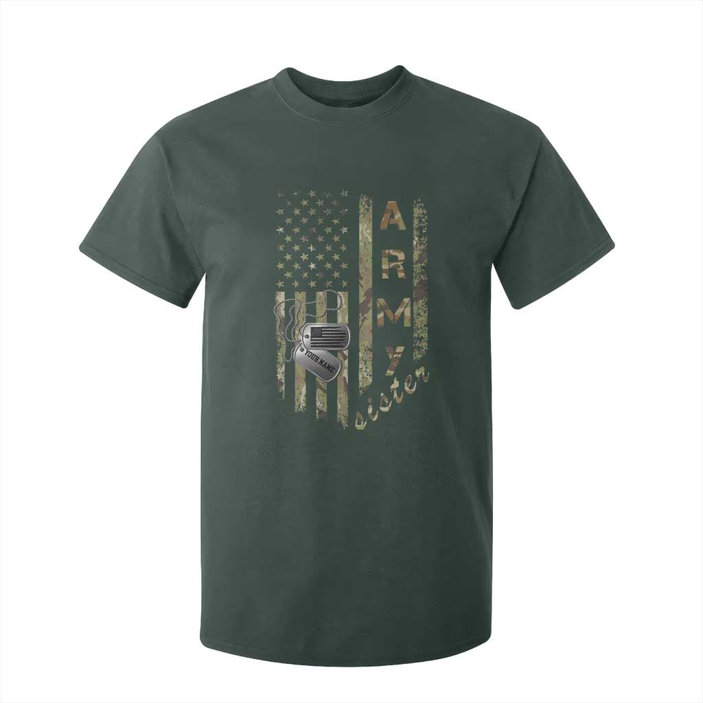 Personalized Vintage U.S. Army Sister T Shirt For Kid Custom Name Tag Proud Military Family Member Soldier Graduation TS10 Dark Forest Green Print Your Wear