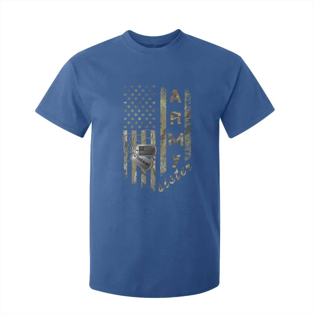 Personalized Vintage U.S. Army Sister T Shirt For Kid Custom Name Tag Proud Military Family Member Soldier Graduation TS10 Royal Blue Print Your Wear