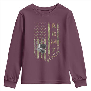 Personalized Vintage U.S. Army Sister Youth Sweatshirt Custom Name Tag Proud Military Family Member Soldier Graduation TS10 Maroon Print Your Wear