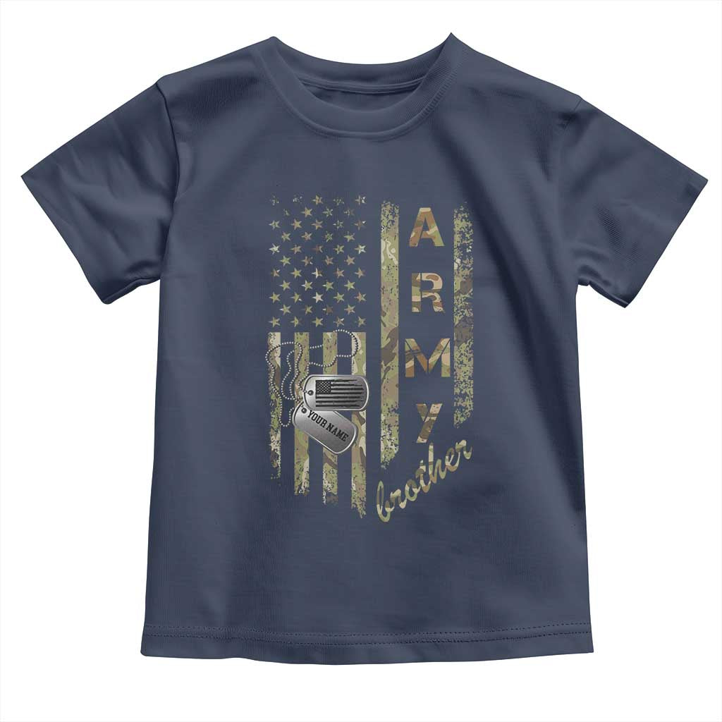 Personalized Vintage U.S. Army Brother Baby Shirt Custom Name Tag Proud Military Family Member Soldier Graduation TS10 Navy Print Your Wear