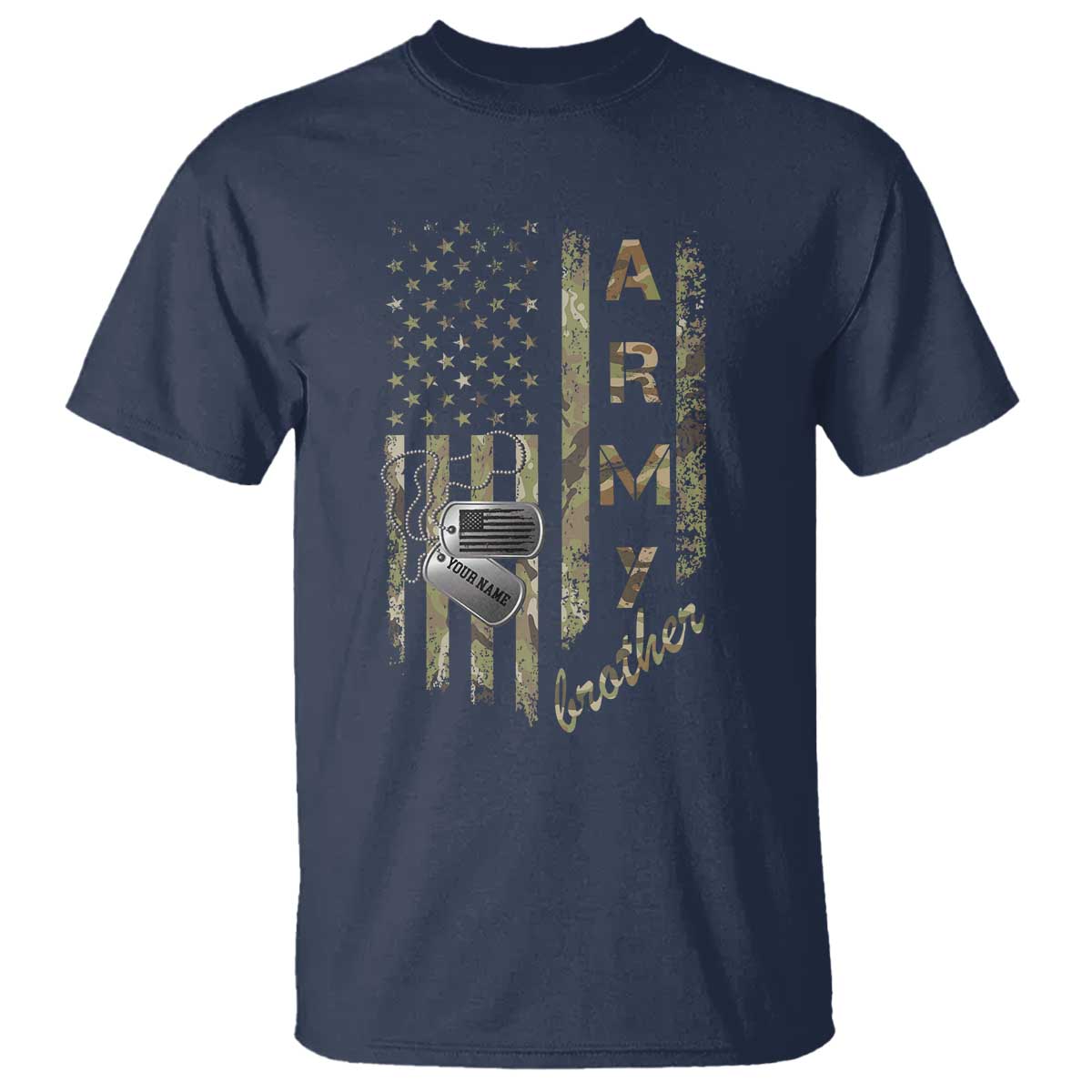 Personalized Vintage U.S. Army Brother T Shirt Custom Name Tag Proud Military Family Member Soldier Graduation TS10 Navy Print Your Wear