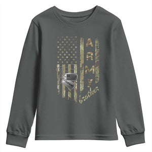 Personalized Vintage U.S. Army Brother Youth Sweatshirt Custom Name Tag Proud Military Family Member Soldier Graduation TS10 Dark Heather Print Your Wear
