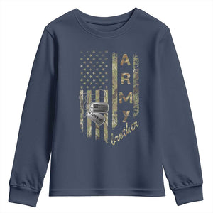 Personalized Vintage U.S. Army Brother Youth Sweatshirt Custom Name Tag Proud Military Family Member Soldier Graduation TS10 Navy Print Your Wear