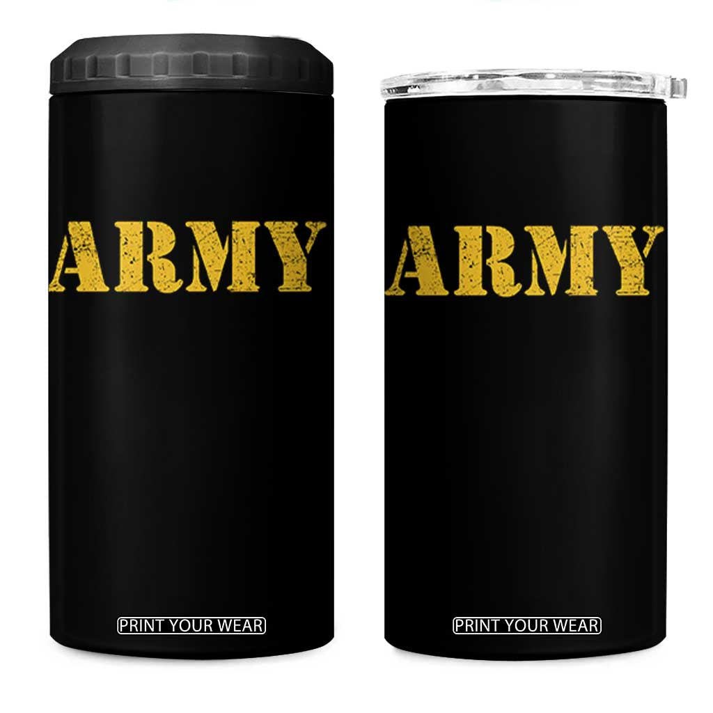Army 4 in 1 Can Cooler Tumbler Military Training PT Exercise Workout Gear Veterans Service TS10 One Size: 16 oz Black Print Your Wear
