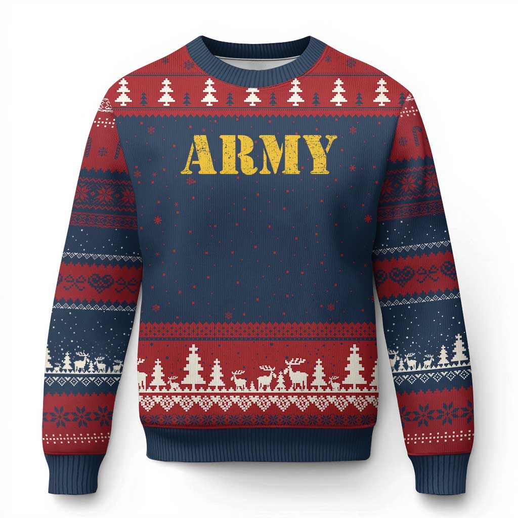 Army Ugly Christmas Sweater Military Training PT Exercise Workout Gear Veterans Service TS10 Navy Red Print Your Wear