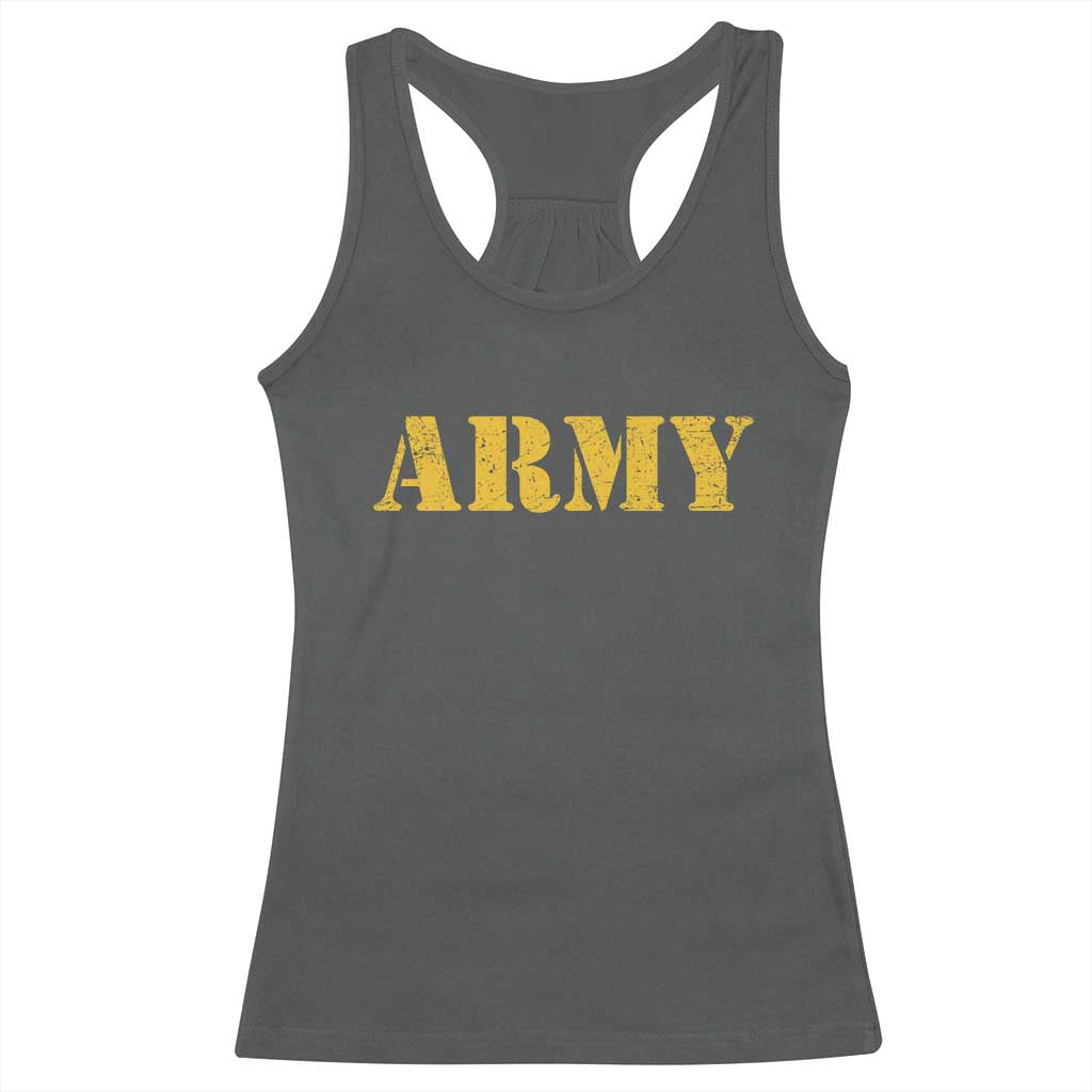 Army Racerback Tank Top - Military Training PT Exercise Workout Gear Veterans Service Tee TS10 Dark Heather Print Your Wear