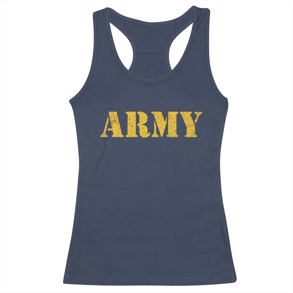 Army Racerback Tank Top - Military Training PT Exercise Workout Gear Veterans Service Tee TS10 Navy Print Your Wear