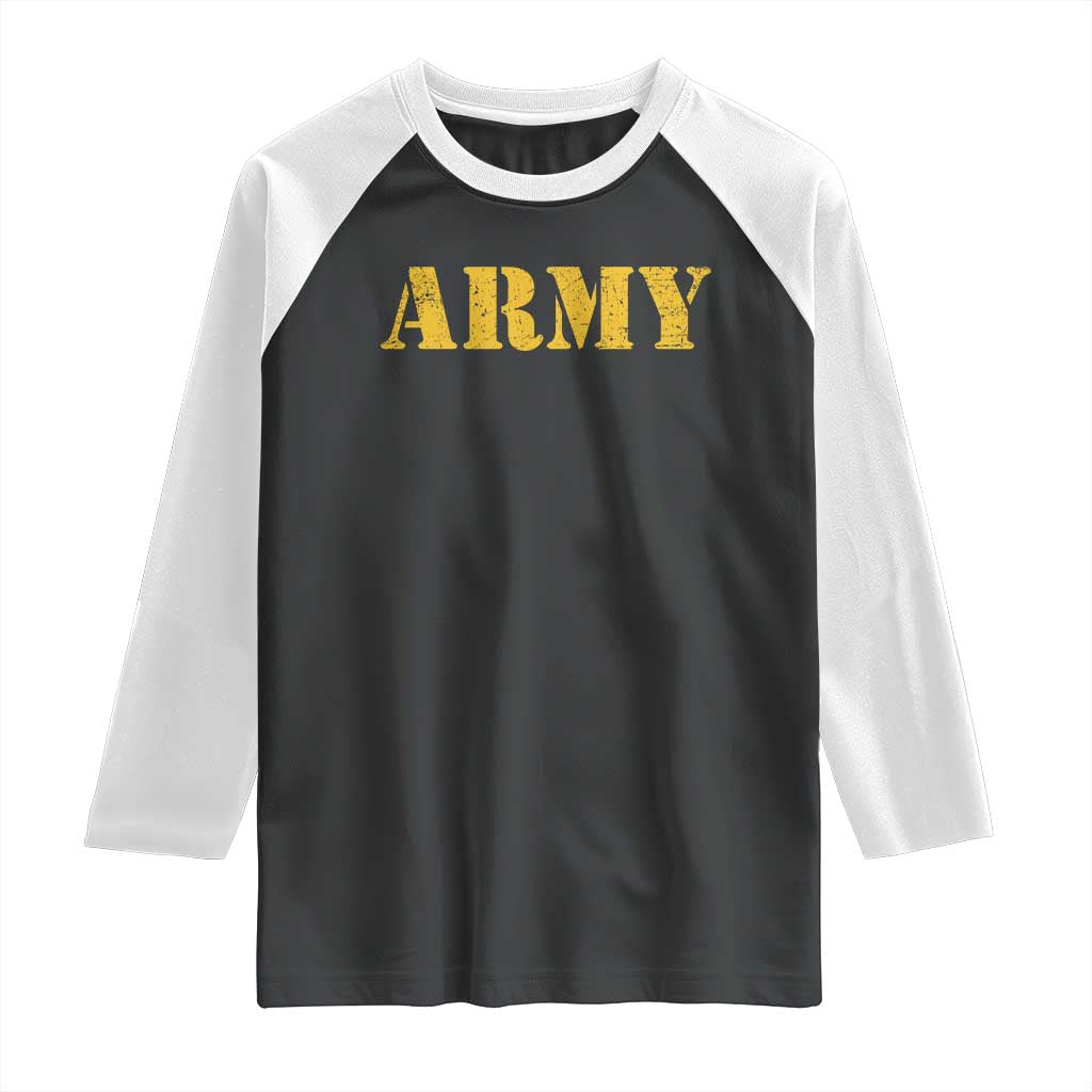 Army Raglan Shirt Military Training PT Exercise Workout Gear Veterans Service TS10 Black White Print Your Wear