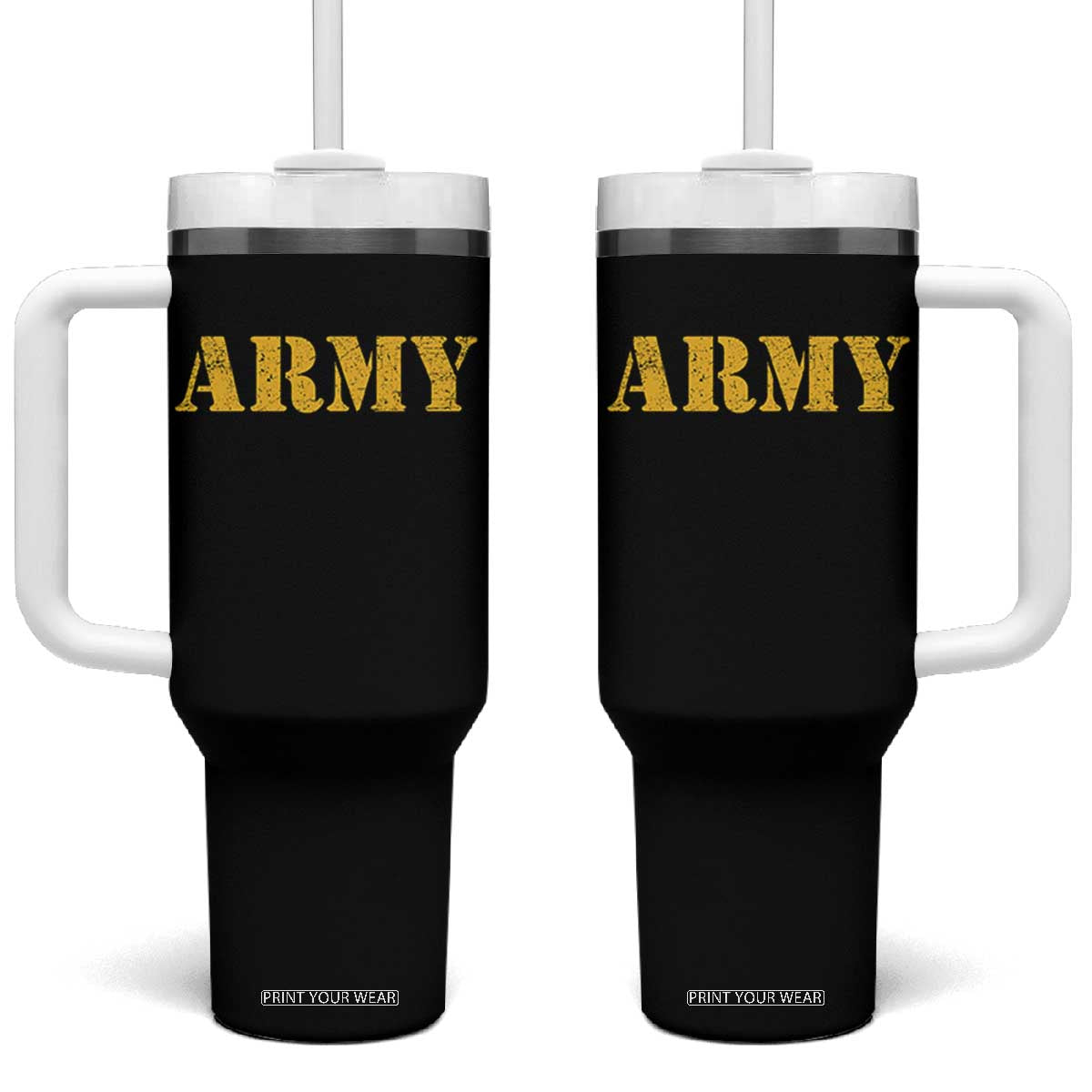 Army Tumbler With Handle Military Training PT Exercise Workout Gear Veterans Service TS10 One Size: 40 oz Black Print Your Wear