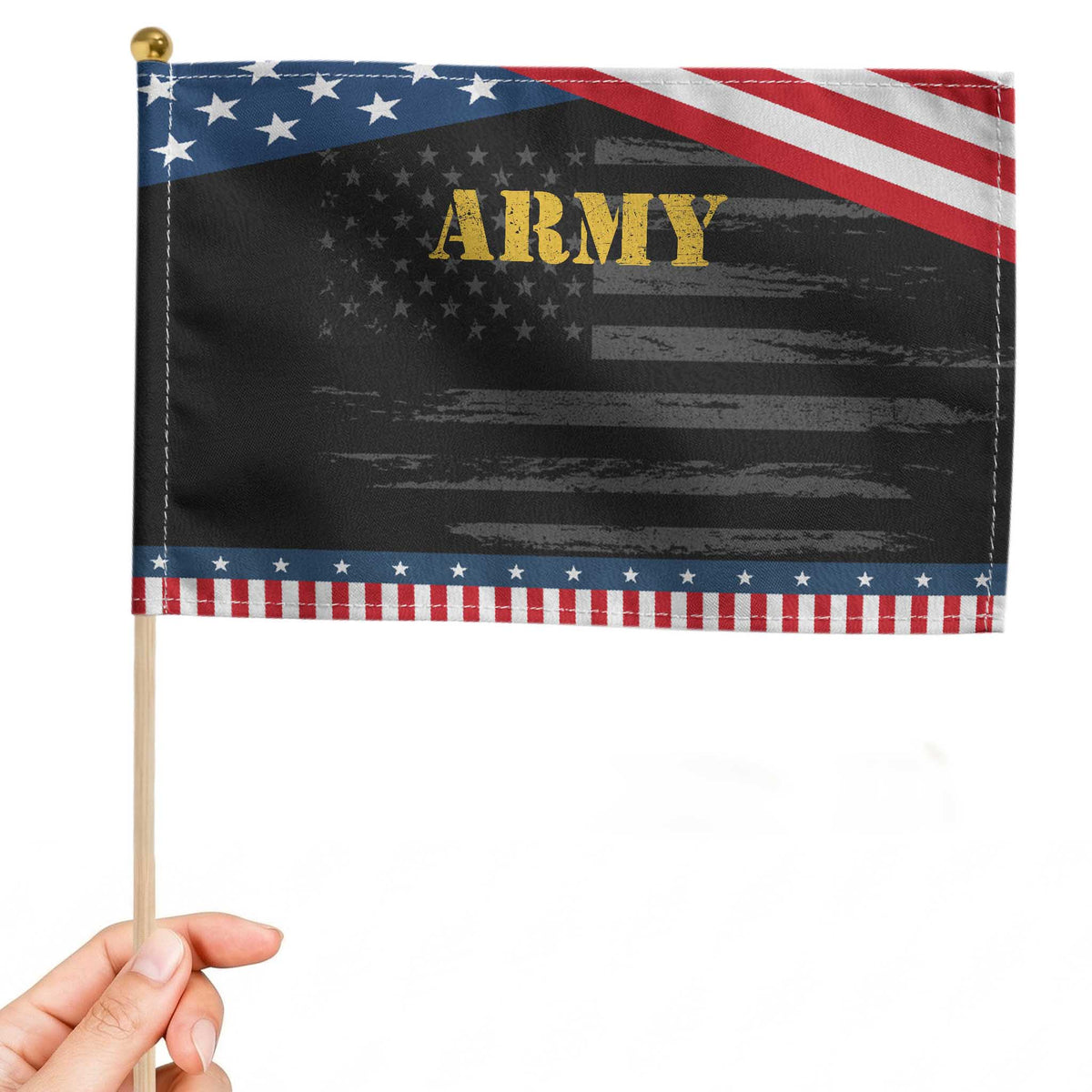 Army Patriotic Handheld Flag Military Training PT Exercise Workout Gear Veterans Service TS10 Distressed 8.2" × 5.5" Black Blue Print Your Wear