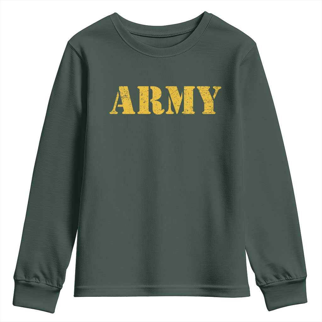 Army Youth Sweatshirt Military Training PT Exercise Workout Gear Veterans Service TS10 Dark Forest Green Print Your Wear