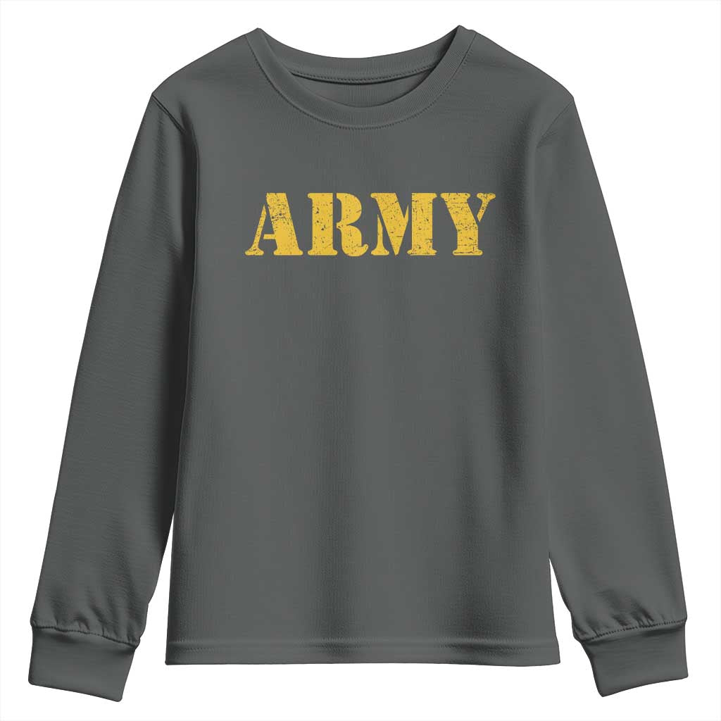 Army Youth Sweatshirt Military Training PT Exercise Workout Gear Veterans Service TS10 Dark Heather Print Your Wear