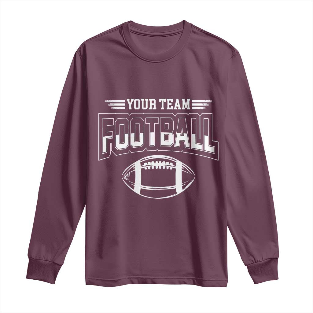 Custom Football Team Name Long Sleeve Shirt Personalized Game Day Mom High School Cheer Mom TS10 Maroon Print Your Wear