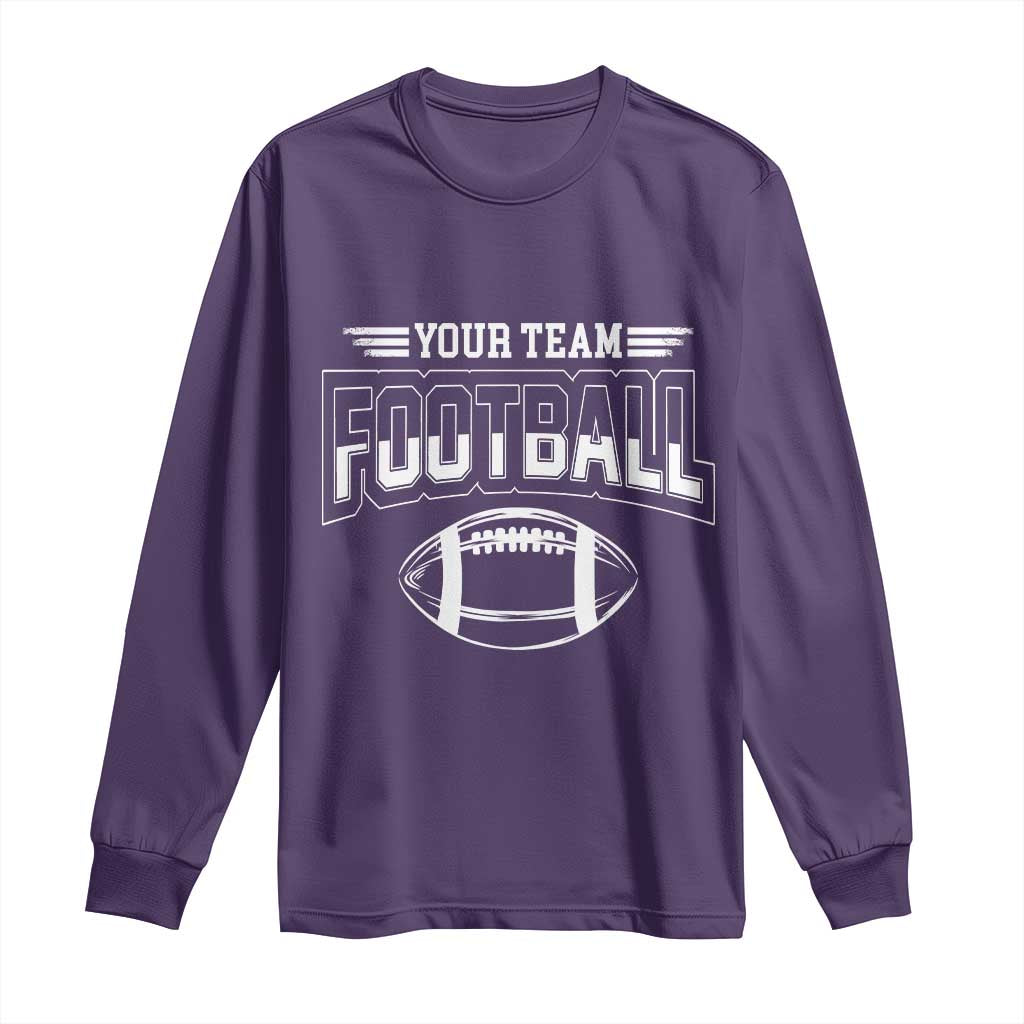 Custom Football Team Name Long Sleeve Shirt Personalized Game Day Mom High School Cheer Mom TS10 Purple Print Your Wear