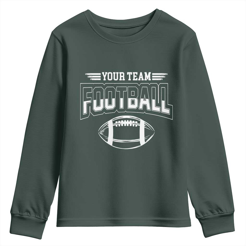 Custom Football Team Name Youth Sweatshirt Personalized Game Day Mom High School Cheer Mom TS10 Dark Forest Green Print Your Wear