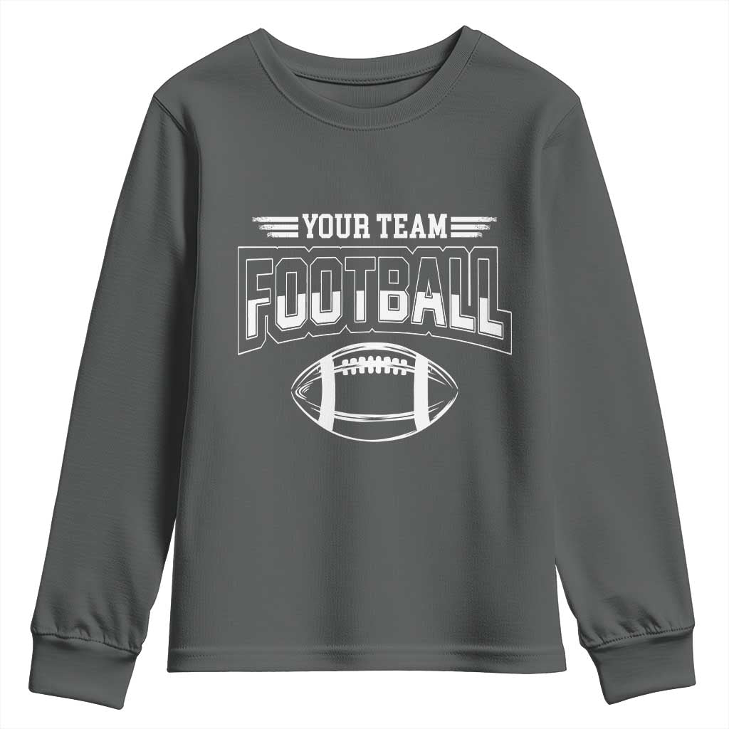 Custom Football Team Name Youth Sweatshirt Personalized Game Day Mom High School Cheer Mom TS10 Dark Heather Print Your Wear