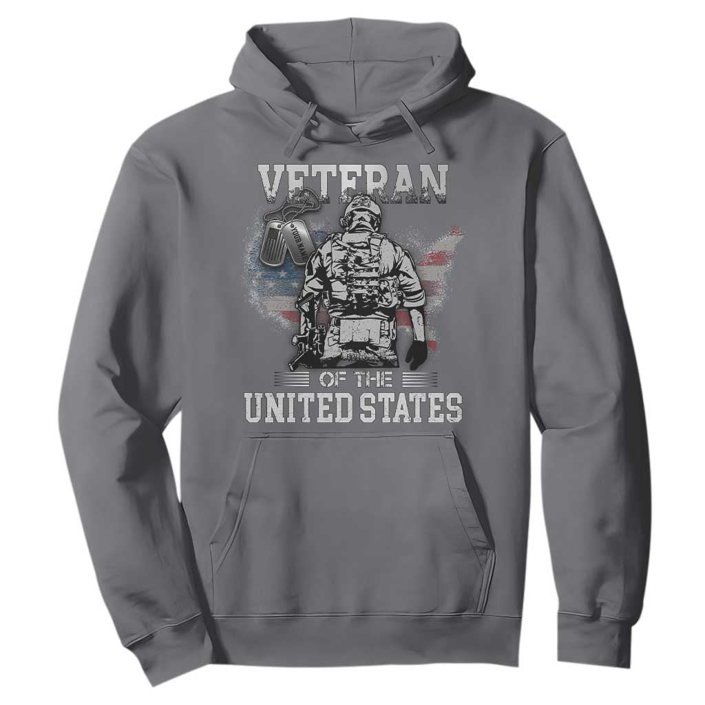 Personalized Veteran Flag Hoodie Custom Name Tag U.S. Army TS10 Charcoal Print Your Wear