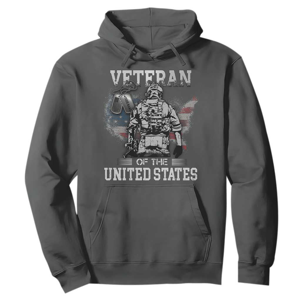 Personalized Veteran Flag Hoodie Custom Name Tag U.S. Army TS10 Dark Heather Print Your Wear