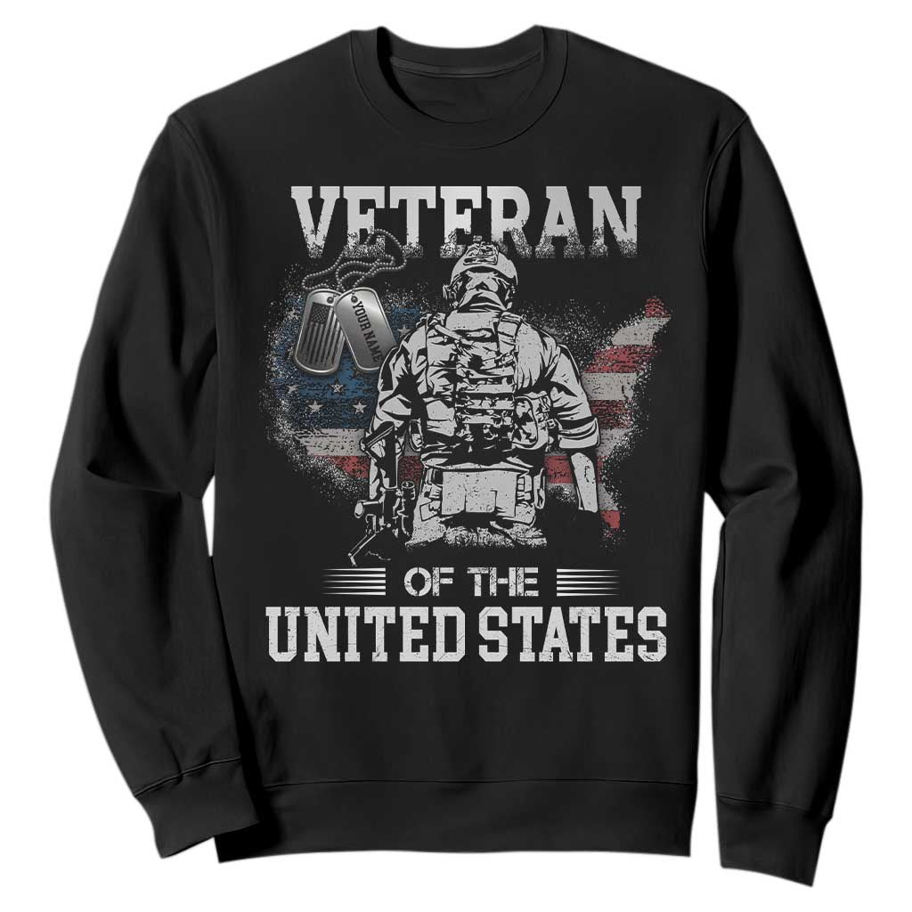 Personalized Veteran Flag Sweatshirt Custom Name Tag U.S. Army TS10 Black Print Your Wear